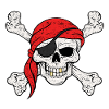 Pirate skull with red bandana