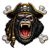 Pirate monkey with skull captain