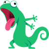 Funny Green Lizard Cartoon with Tongue