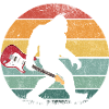 Bigfoot Sasquatch Guitare Rocker Sunset Rétro