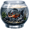 Piranha in glass container