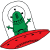 Bambino Alieno Verde Rosso Disco Volante