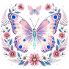 Pastellschmetterling im Blütenkranz