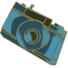 Camera Motif Retro Blue