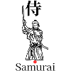 Samurai Symbol Minimal Schwarz Weiß Rot