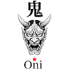 Oni Dämonenmaske Linienkunst Schwarzweiß