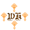 Orange-Gotik-Kreuzornament mit Initialen