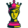 Fargerik gul og rosa popkunst-sjakkdronning
