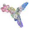 Zentangle Hummingbird with Flower