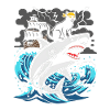 Chat pirate contre requin tempête