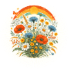 Coloriti Fiori di Selvatico Retro Sole Arcobaleno