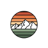 Sunset Mountains Retro Circle