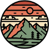 Circular landscape mountains in sunset