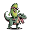 Sour cucumber rides dinosaur