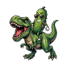 Sour cucumber rides dinosaur