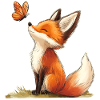 Fox with Butterfly