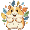Cuddly hamster with autumn leaves