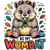 Wombat with leafy green and glasses