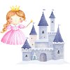Princesse devant le château de neige