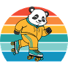 Retro Panda on Roller Skates