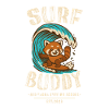 Surf buddy, friend on the surfboard