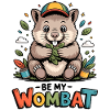 Buntes Wombat Cartoon mit Blättern