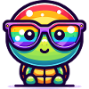 Kawaii Rainbow Turtle with Sunglasses