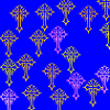 Neon Cross Pattern on Cobalt Blue