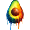 Avocado mit buntem Farbverlauf