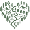 Wandern Herz mit Berg- und Waldlandschaft 