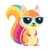 Regenbogen-Eichhörnchen mit Brille