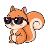 Cartoon squirrel black glasses