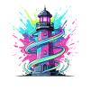 Neon Swirl Lighthouse