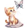 Kawaii Curious Kitten and Butterfly 🐱🦋