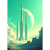 retro futuristic space landscapes 1960s aesthetic