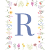 Floral Initials "R", Letters Monogram