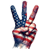 V-sign with American flag