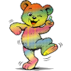 Colorato stile neon arcobaleno a forma di orso cartone animato