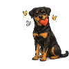 Rottweiler dog with heart and butterflies