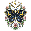 Celestial Butterfly Moon Flowers Stars