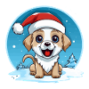 Winter dog with santa hat