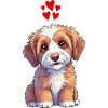 Puppy Hearts Cartoon Print
