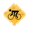 Fahrrad-Symbol auf Gelbwarnschild
