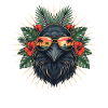 Tropical bird with sunglasses