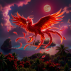 Crimson Phoenix over Tropical Islands
