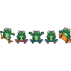 Row of Skateboarding Frogs