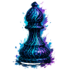 Fou d'Échecs Artistique Cosmique Bleu Violet