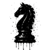 Knight Chess Style Black Graffiti Artistic