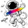 Astronaut Rainbow Splash Space Design