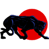 Panthère noire sur cercle rouge